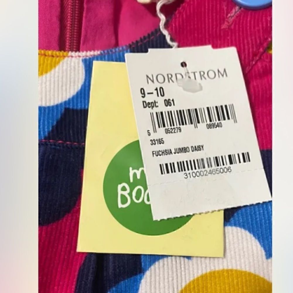 mini boden corduroy Pink Green Flower printed jumper dress size 9/10 - Picture 3 of 3